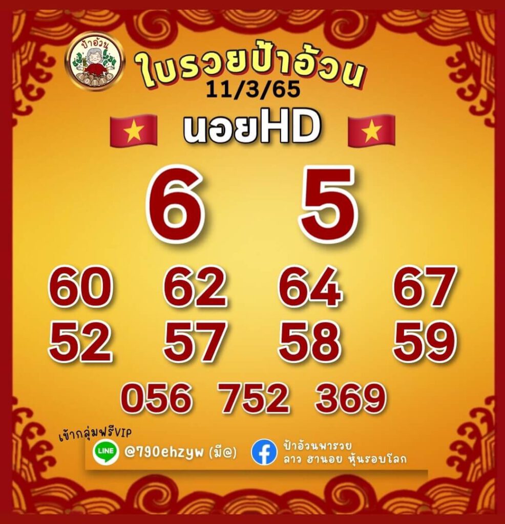 แนวทางหวยฮานอย 11/3/65 ชุดที่ 12