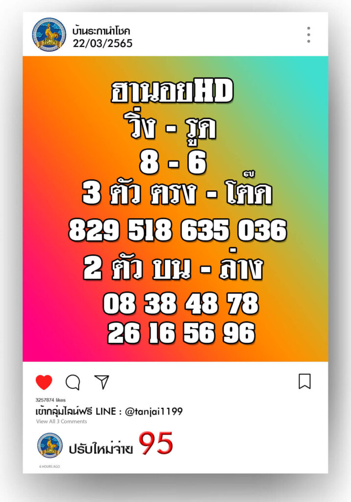 แนวทางหวยฮานอย 22/3/65 ชุดที่ 3