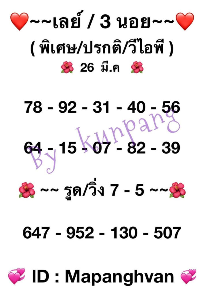 แนวทางหวยฮานอย 26/3/65 ชุดที่ 5