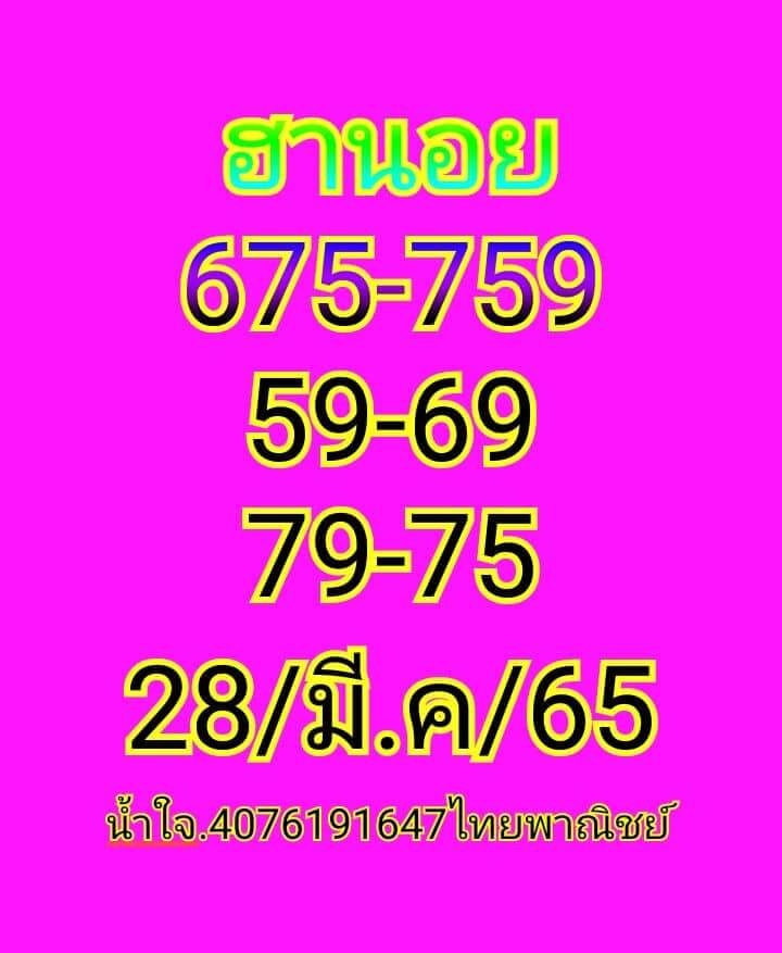 แนวทางหวยฮานอย 28/3/65 ชุดที่ 7