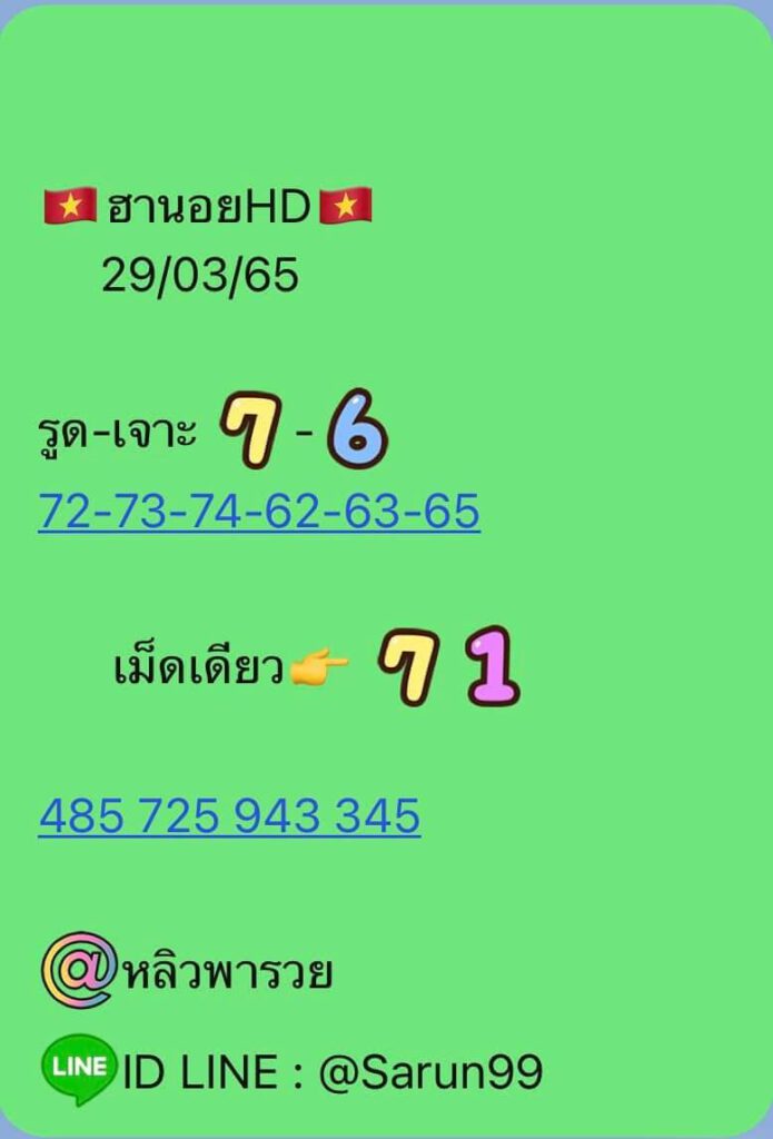 แนวทางหวยฮานอย 29/3/65 ชุดที่ 8