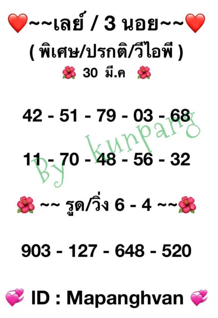 แนวทางหวยฮานอย 30/3/65 ชุดที่ 1