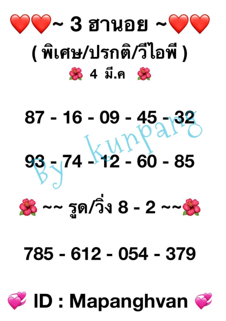 แนวทางหวยฮานอย 4/3/65 ชุดที่ 11