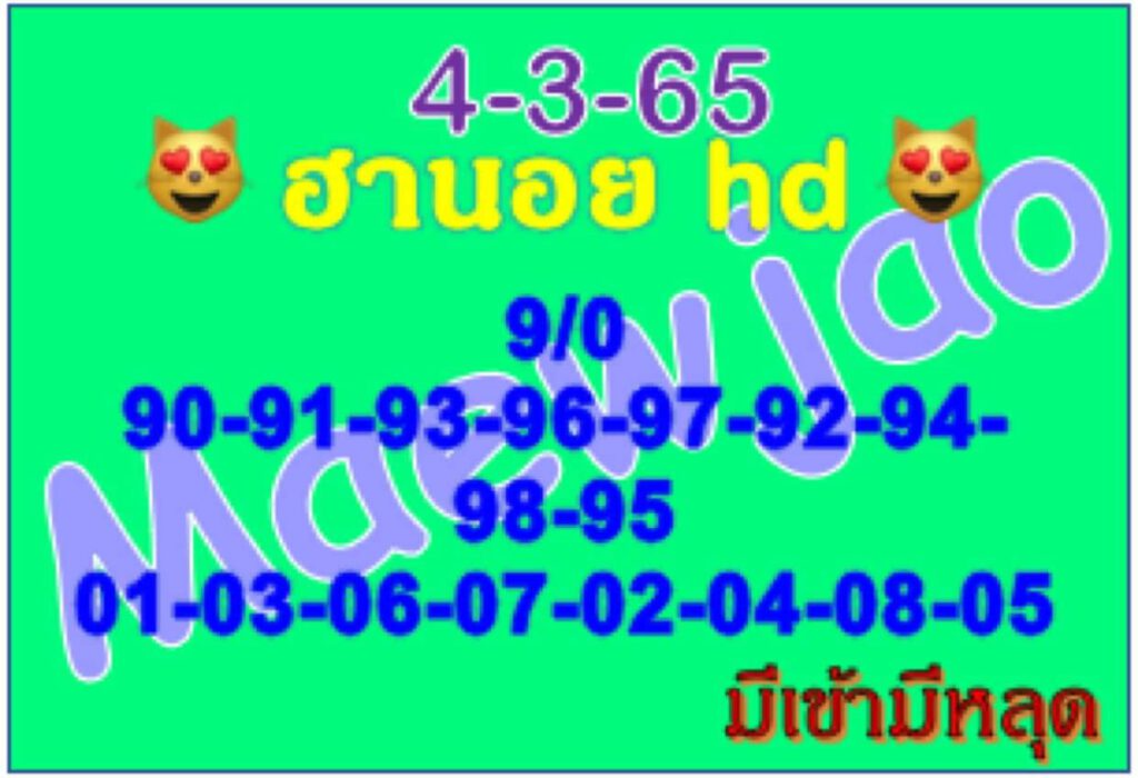 แนวทางหวยฮานอย 4/3/65 ชุดที่ 15