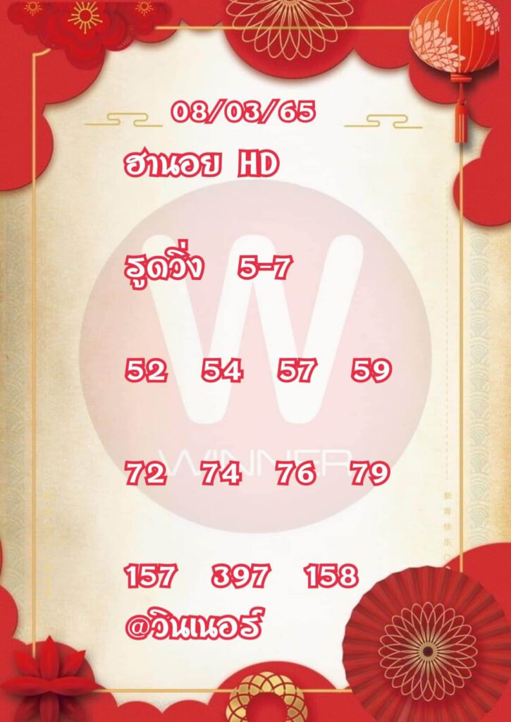 แนวทางหวยฮานอย 8/3/65 ชุดที่ 15