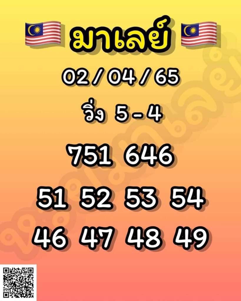 แนวทางหวยมาเลย์ 2/4/65 ชุดที่ 3