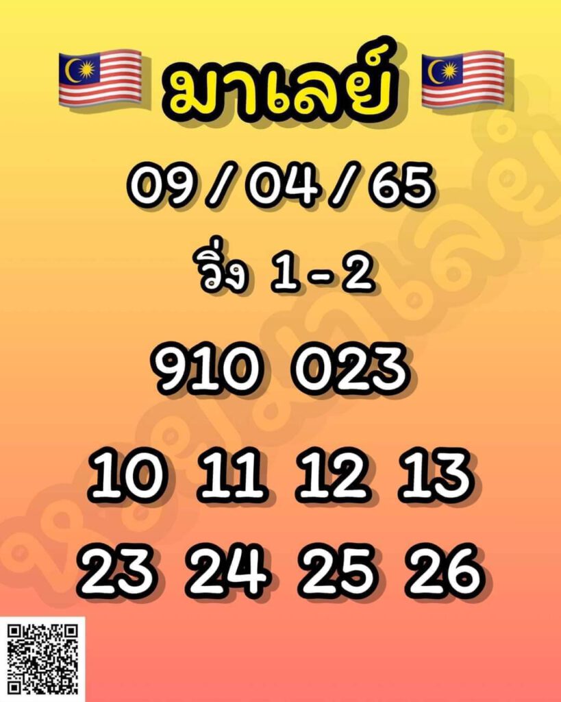 แนวทางหวยมาเลย์ 9/4/65 ชุดที่ 18