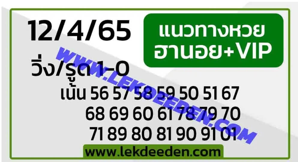 แนวทางหวยฮานอย 12/4/65 ชุดที่ 16