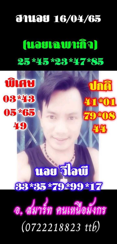 แนวทางหวยฮานอย 16/4/65 ชุดที่ 10