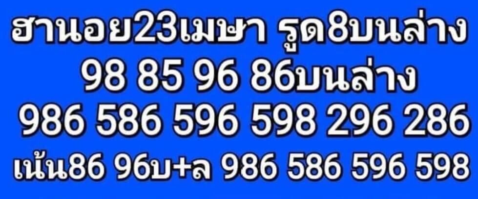 แนวทางหวยฮานอย 23/4/65 ชุดที่ 16