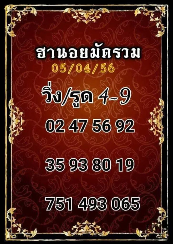 แนวทางหวยฮานอย 5/4/65 ชุดที่ 15