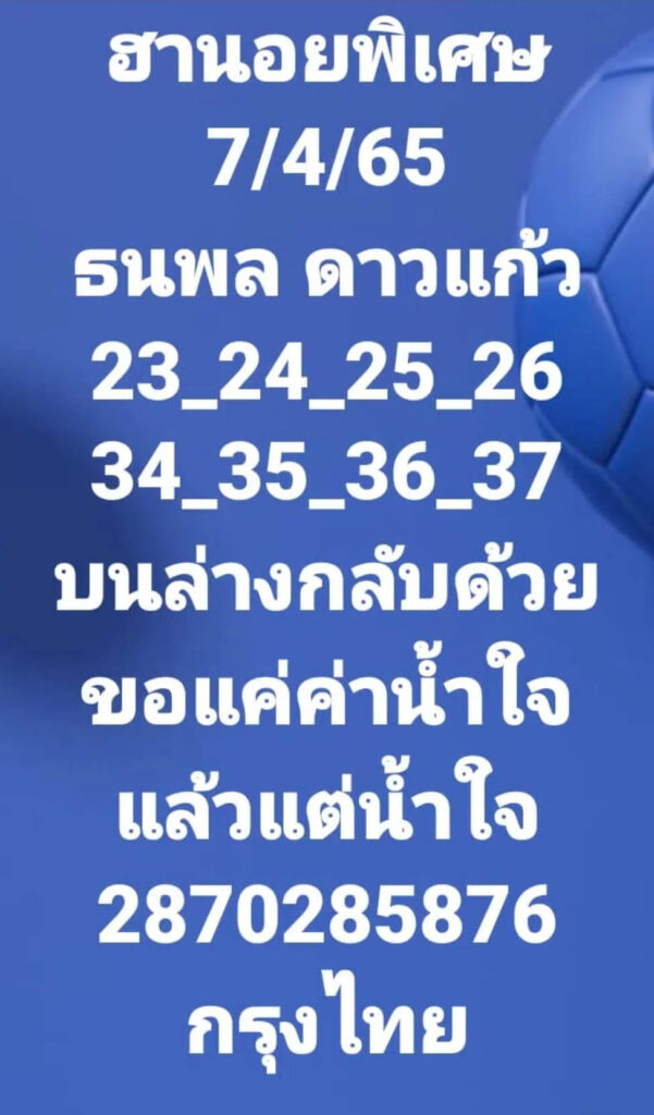 แนวทางหวยฮานอย 7/4/65 ชุดที่ 13