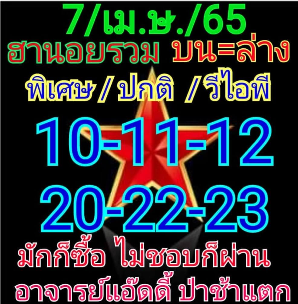 แนวทางหวยฮานอย 7/4/65 ชุดที่ 15