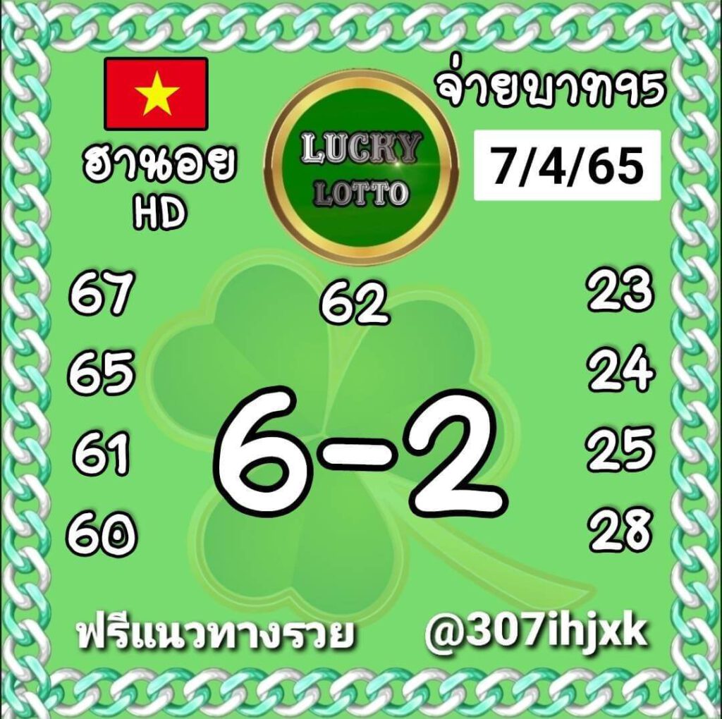 แนวทางหวยฮานอย 7/4/65 ชุดที่ 18