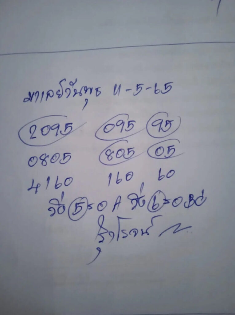 แนวทางหวยมาเลย์ 11/5/65 ชุดที่ 10