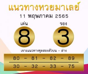 แนวทางหวยมาเลย์ 11/5/65 ชุดที่ 15