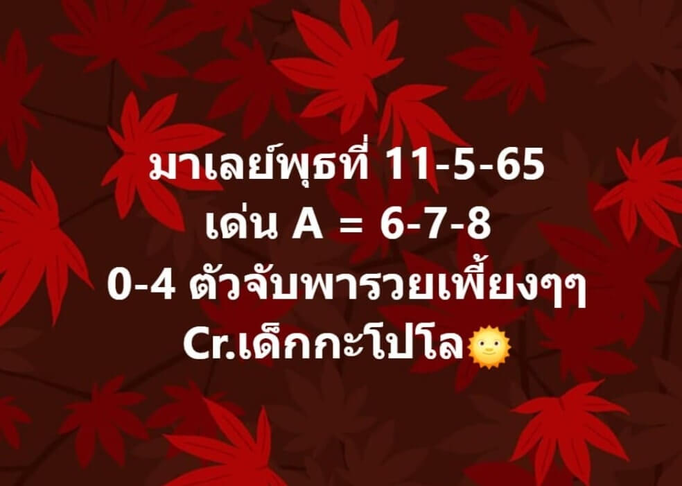 แนวทางหวยมาเลย์ 11/5/65 ชุดที่ 7