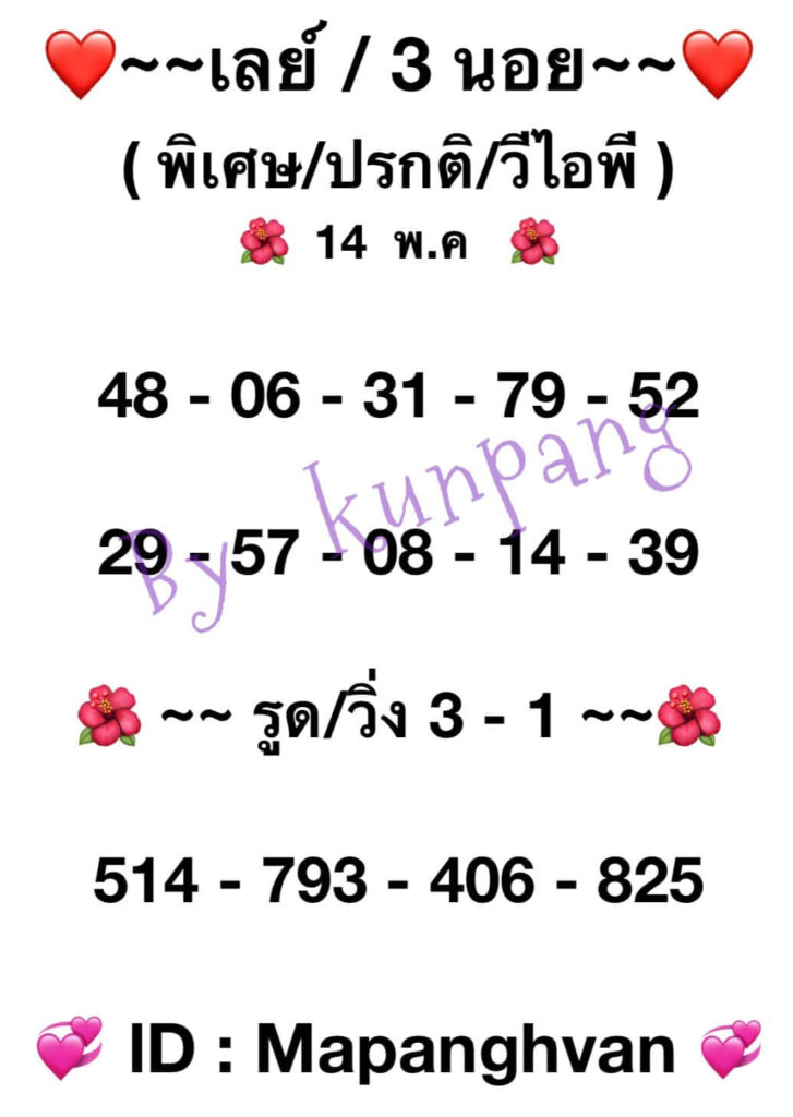 แนวทางหวยมาเลย์ 14/5/65 ชุดที่ 4