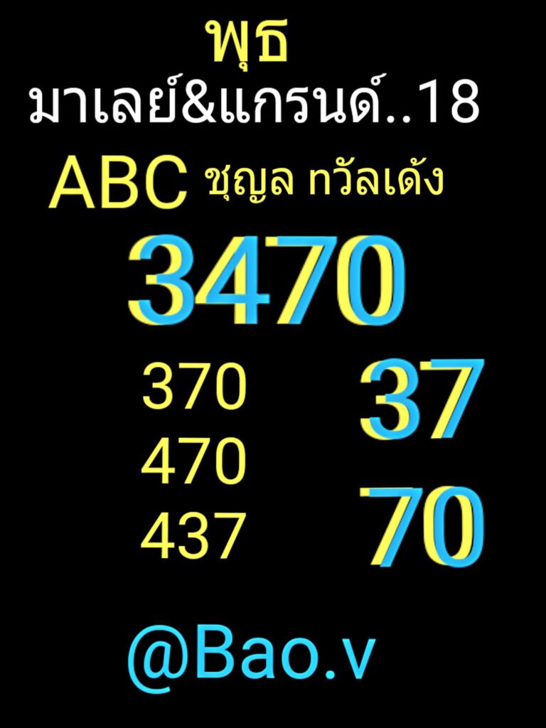 แนวทางหวยมาเลย์ 18/5/65 ชุดที่ 14