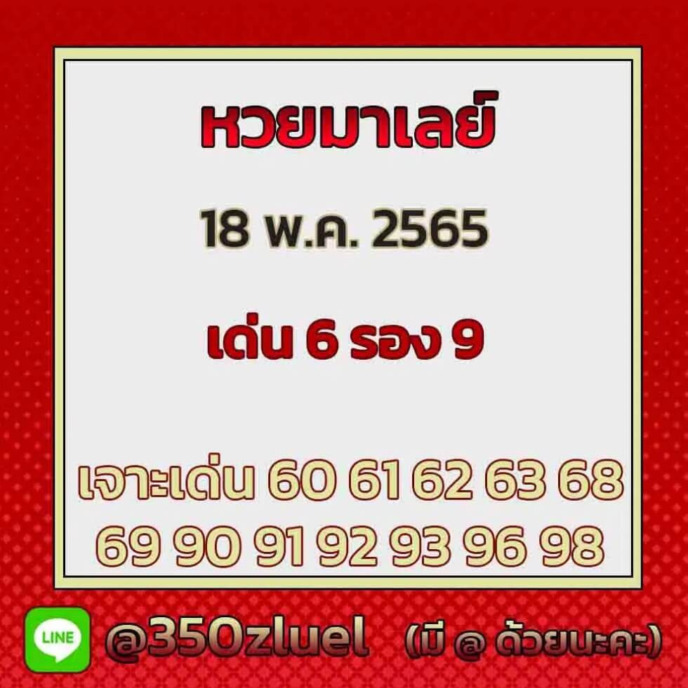 แนวทางหวยมาเลย์ 18/5/65 ชุดที่ 4