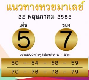 แนวทางหวยมาเลย์ 22/5/65 ชุดที่ 18