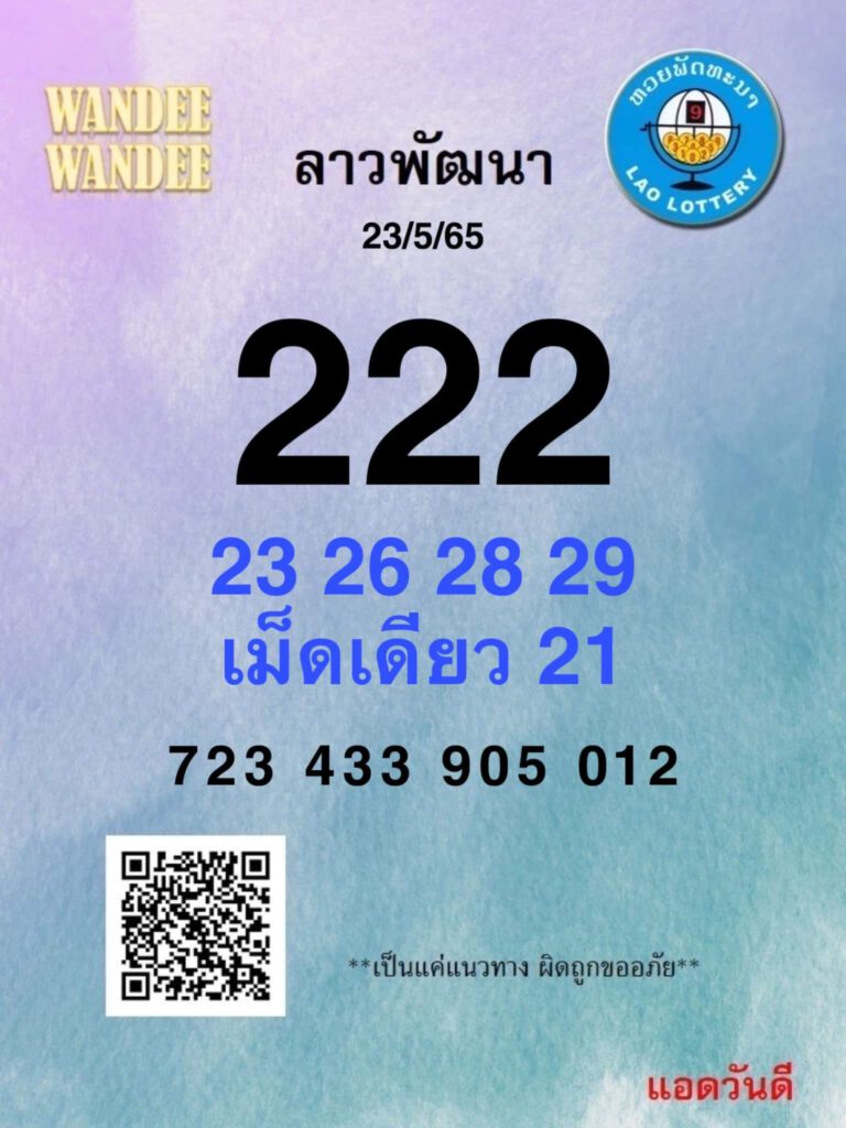 แนวทางหวยลาว 23/5/65 ชุดที่ 16