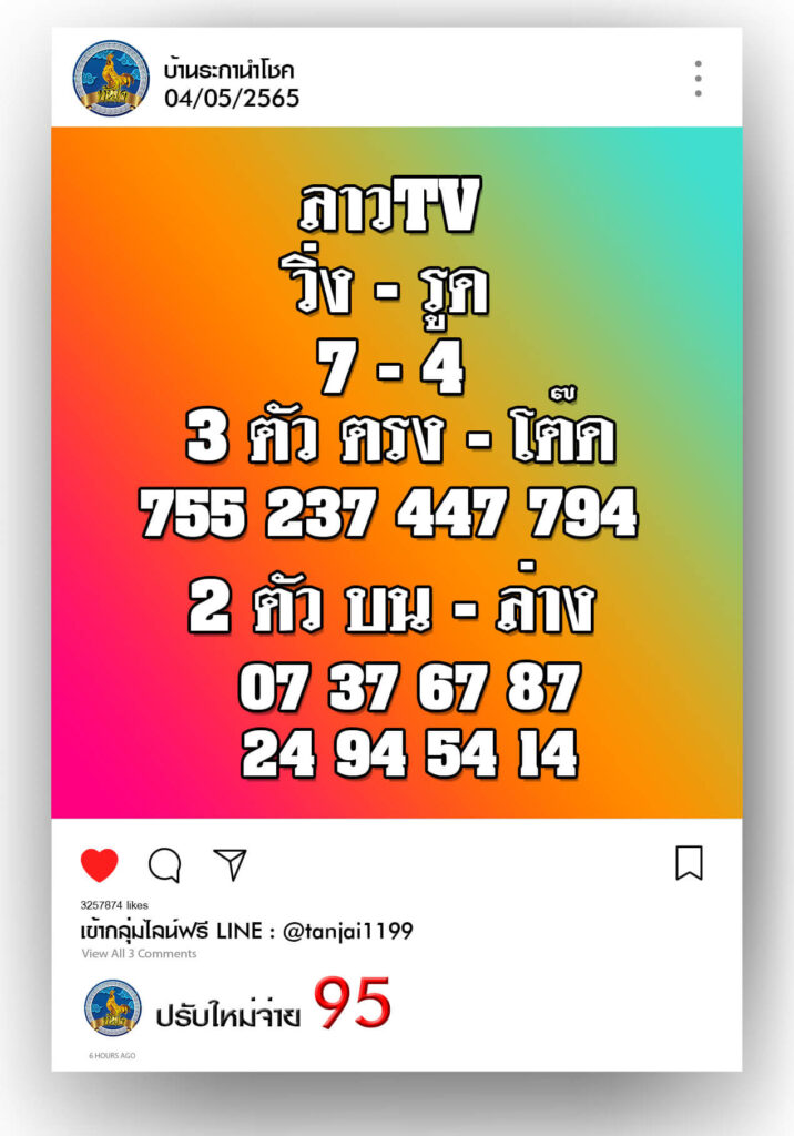 แนวทางหวยลาว 4/5/65 ชุดที่ 6