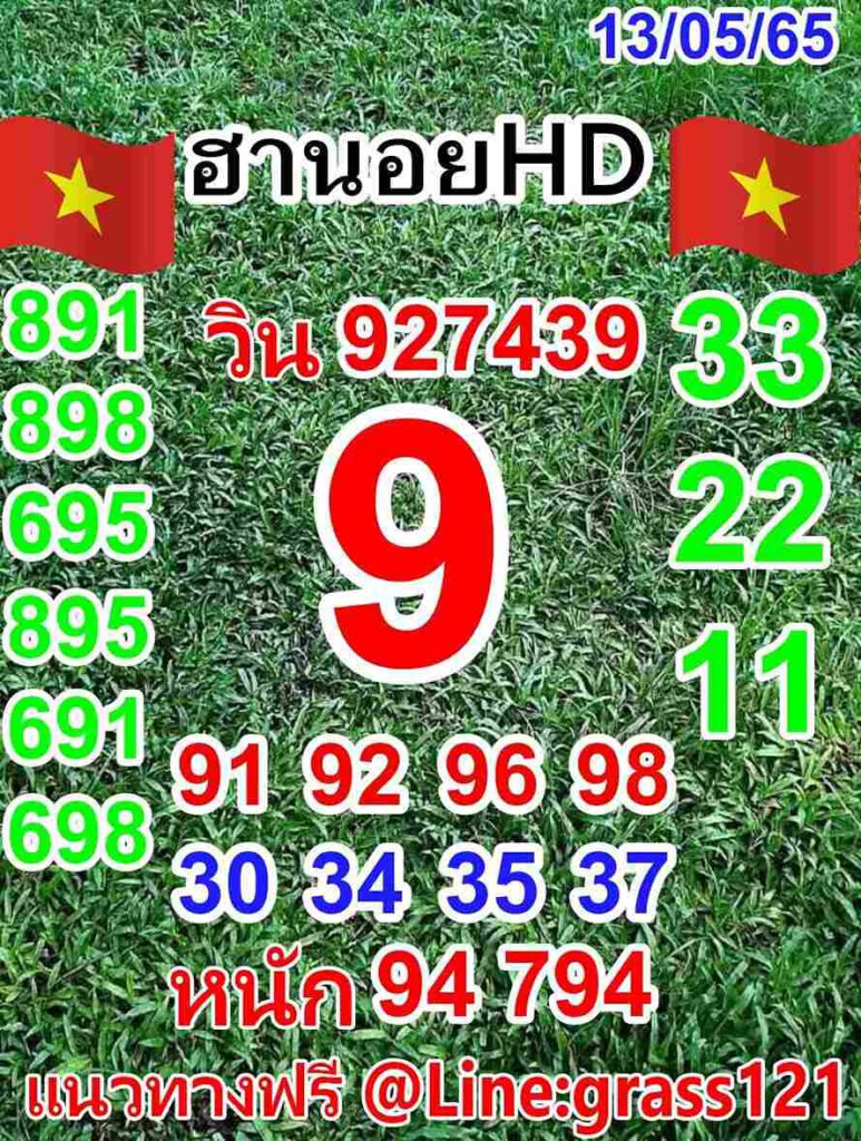 แนวทางหวยฮานอย 13/5/65 ชุดที่ 19