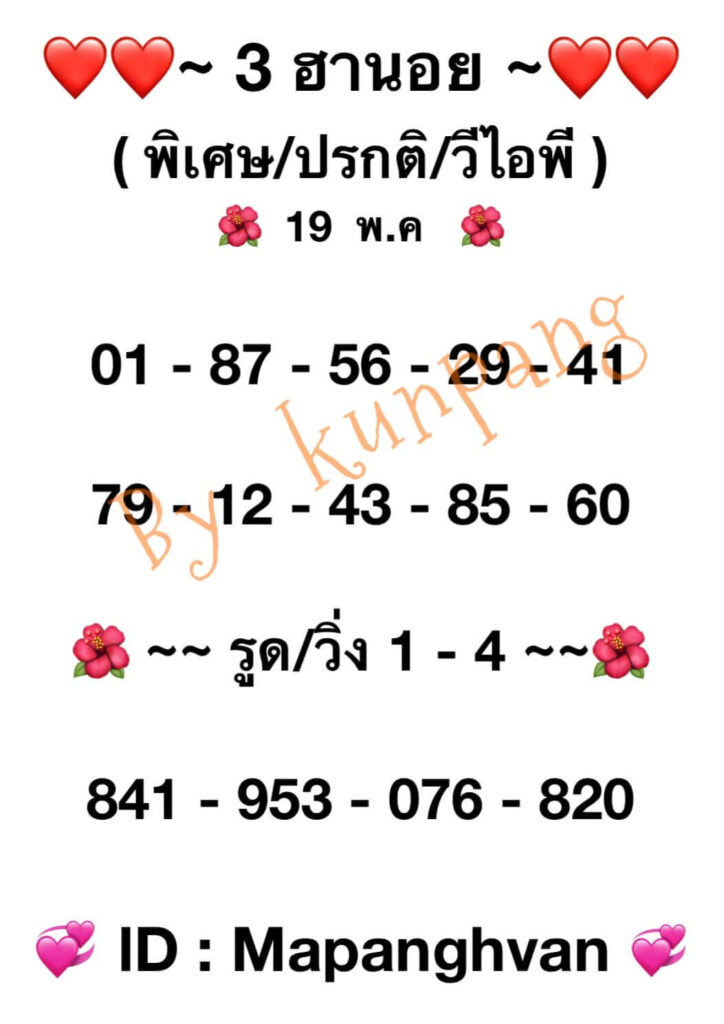 แนวทางหวยฮานอย 19/5/65 ชุดที่ 7