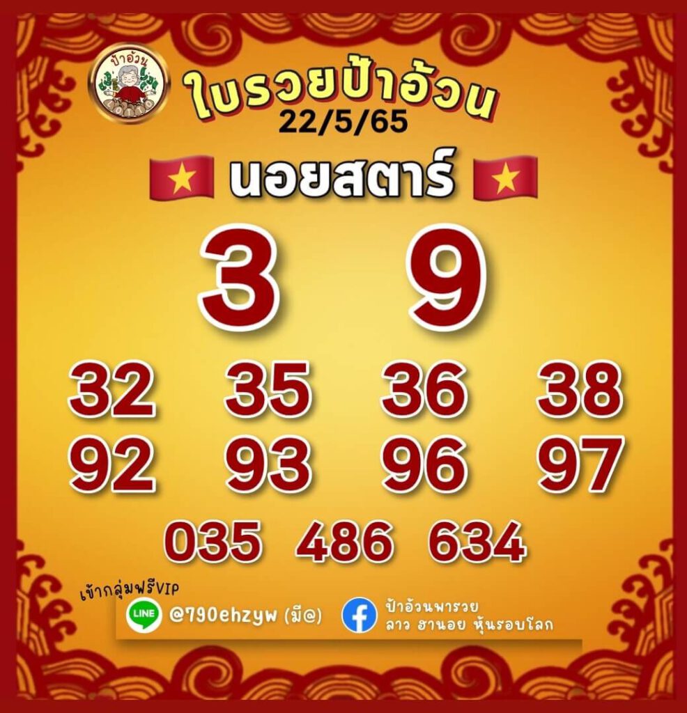 แนวทางหวยฮานอย 22/5/65 ชุดที่ 7