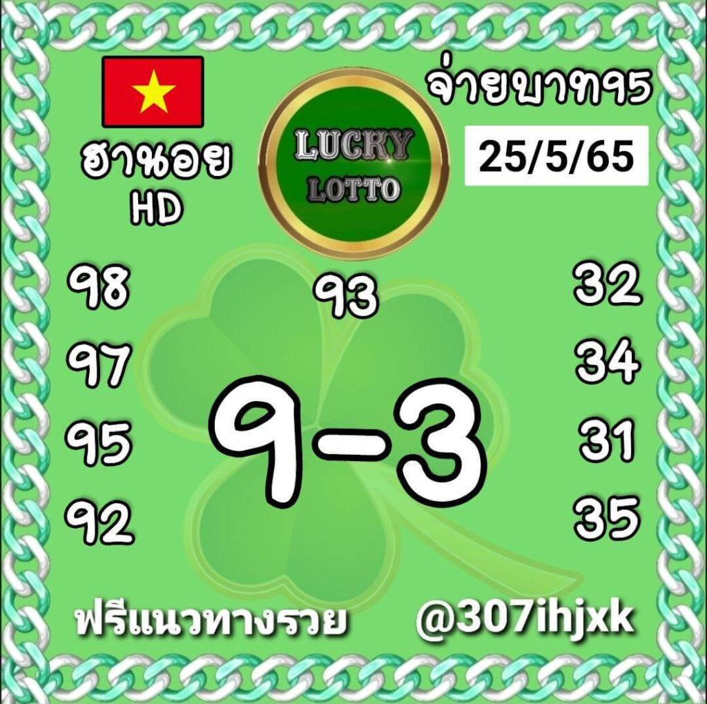 แนวทางหวยฮานอย 25/5/65 ชุดที่ 6