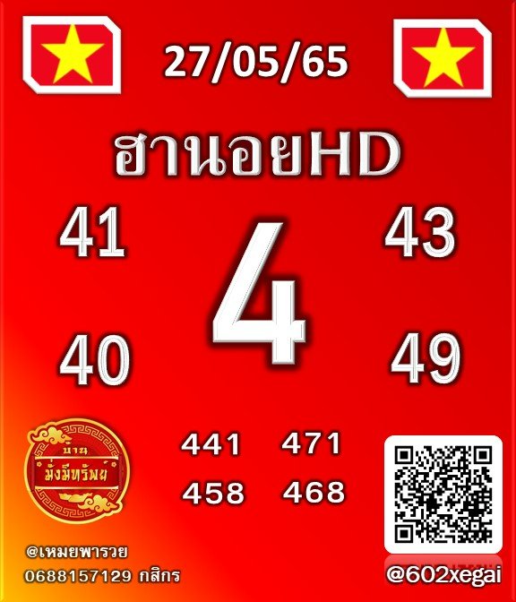 แนวทางหวยฮานอย 27/5/65 ชุดที่ 6