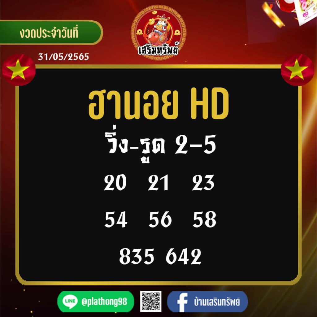 แนวทางหวยฮานอย 31/5/65 ชุดที่ 17