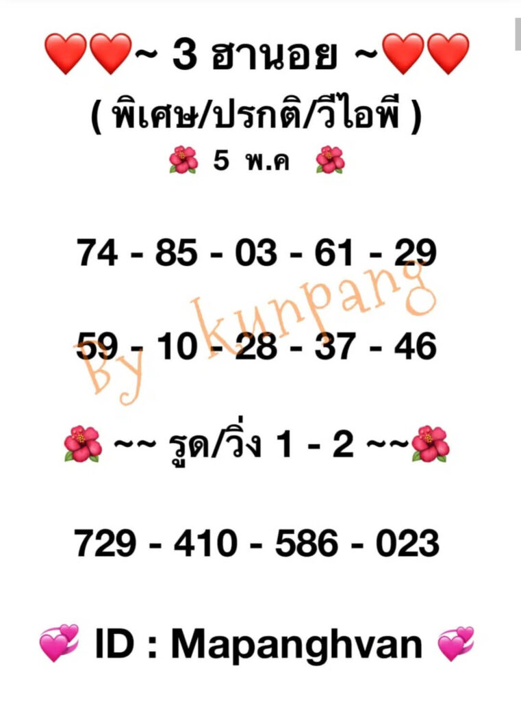 แนวทางหวยฮานอย 5/5/65 ชุดที่ 8