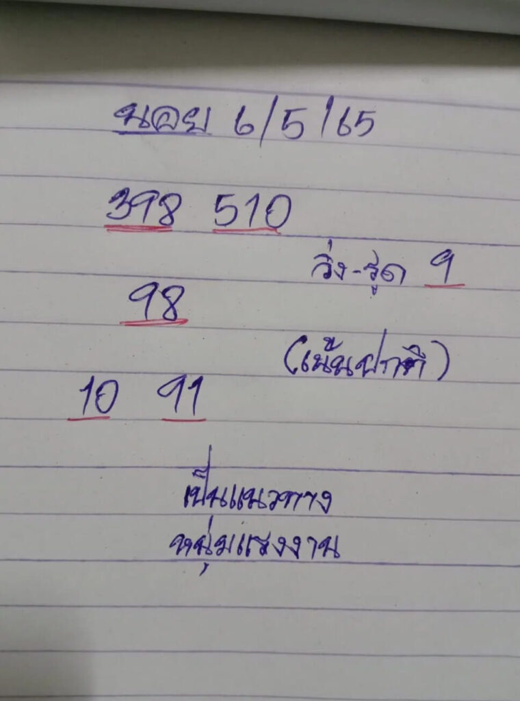 แนวทางหวยฮานอย 6/5/65 ชุดที่ 10