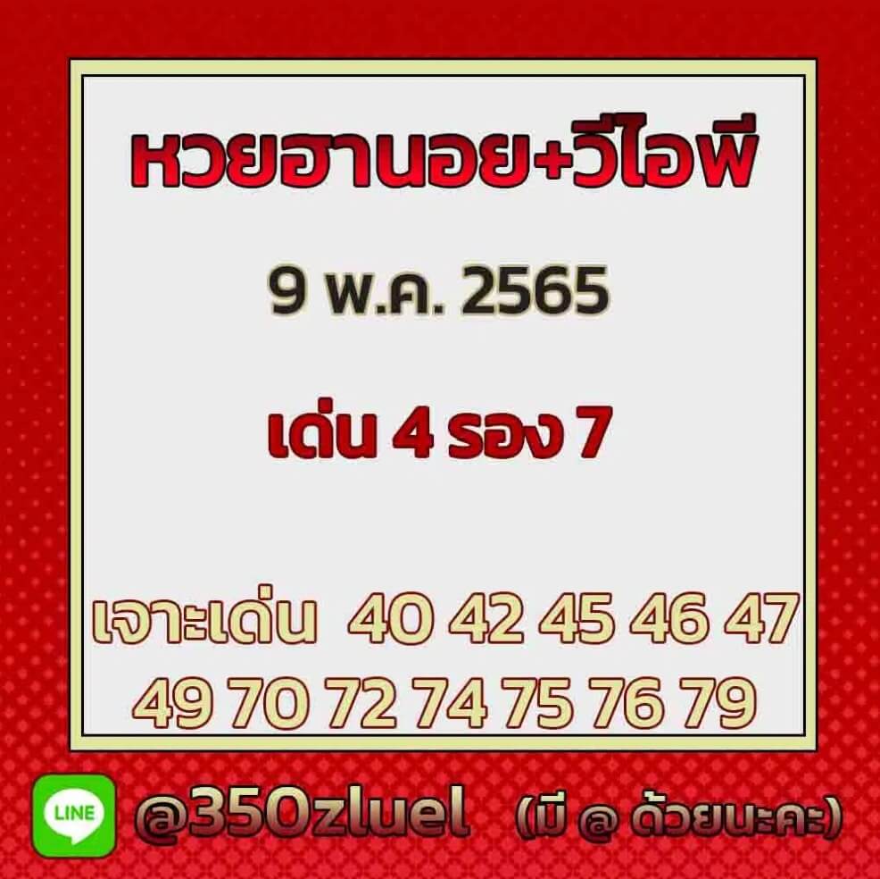 แนวทางหวยฮานอย 9/5/65 ชุดที่ 15