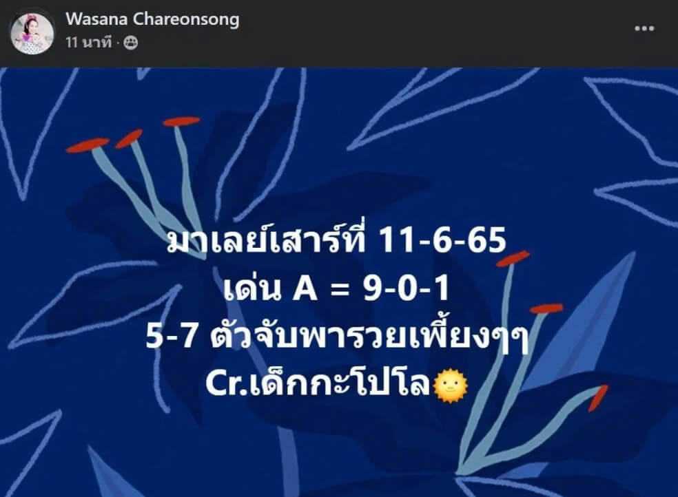 แนวทางหวยมาเลย์ 11/6/65 ชุดที่ 11