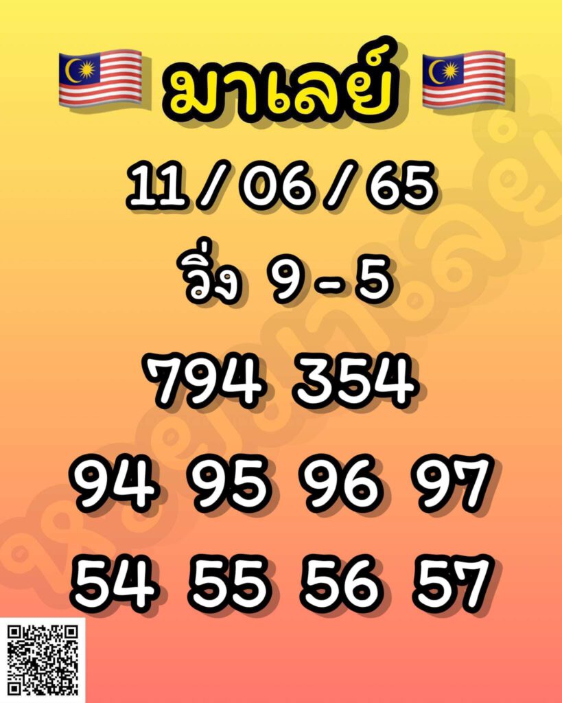 แนวทางหวยมาเลย์ 11/6/65 ชุดที่ 5