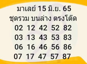 แนวทางหวยมาเลย์ 15/6/65 ชุดที่ 19