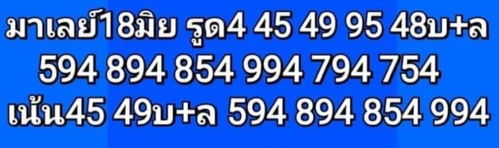 แนวทางหวยมาเลย์ 18/6/65 ชุดที่ 12