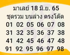 แนวทางหวยมาเลย์ 18/6/65 ชุดที่ 17