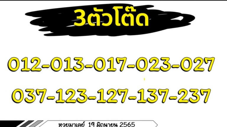 แนวทางหวยมาเลย์ 19/6/65 ชุดที่ 13