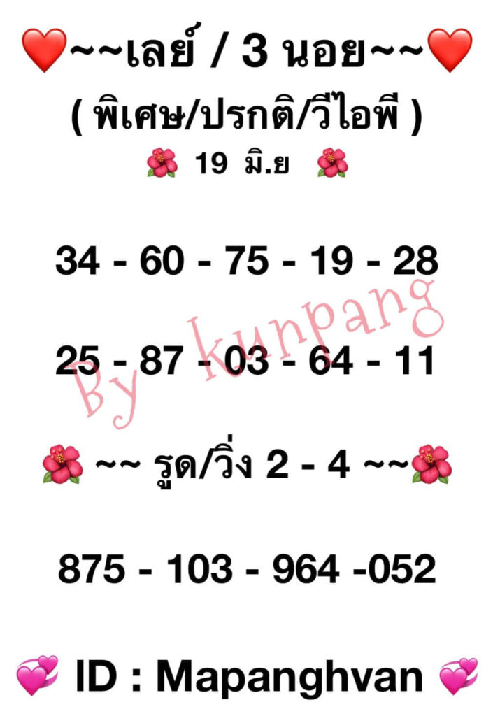 แนวทางหวยมาเลย์ 19/6/65 ชุดที่ 2