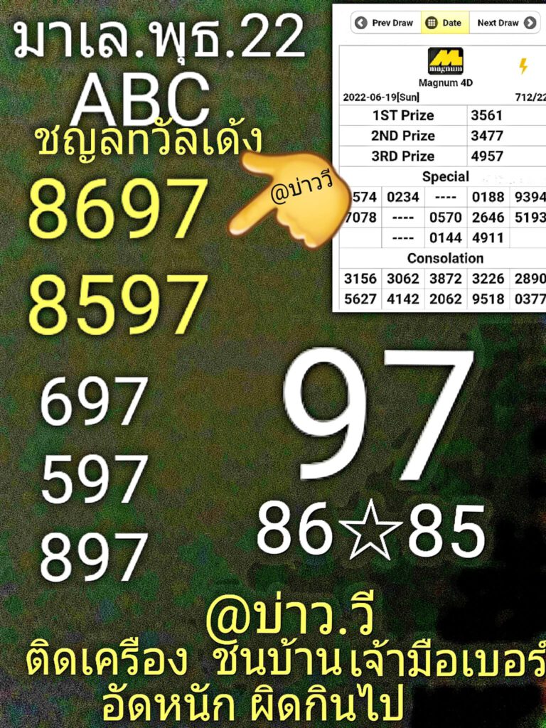 แนวทางหวยมาเลย์ 22/6/65 ชุดที่ 1