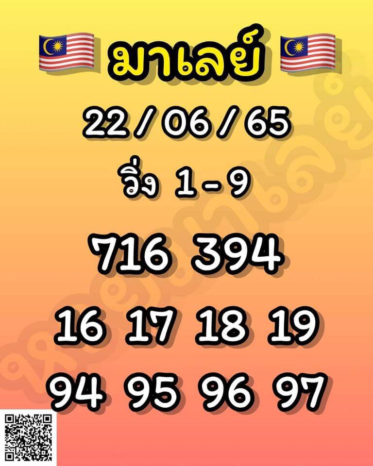 แนวทางหวยมาเลย์ 22/6/65 ชุดที่ 10