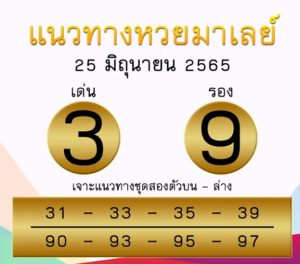 แนวทางหวยมาเลย์ 25/6/65 ชุดที่ 15