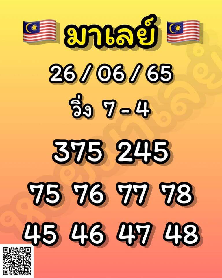 แนวทางหวยมาเลย์ 26/6/65 ชุดที่ 18