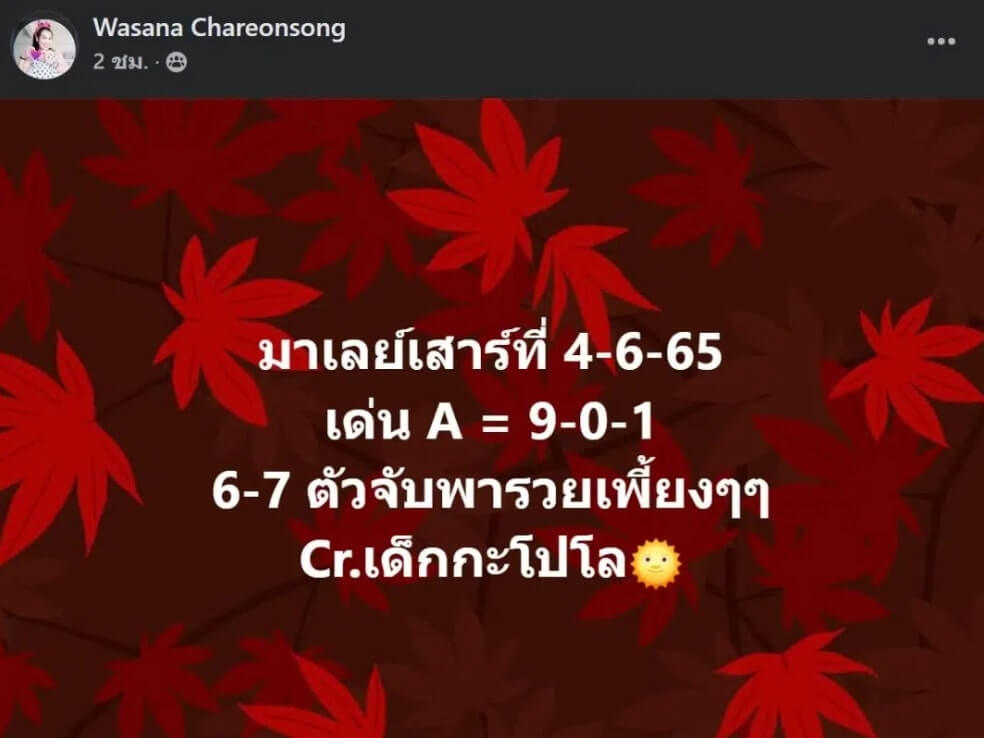 แนวทางหวยมาเลย์ 4/6/65 ชุดที่ 3