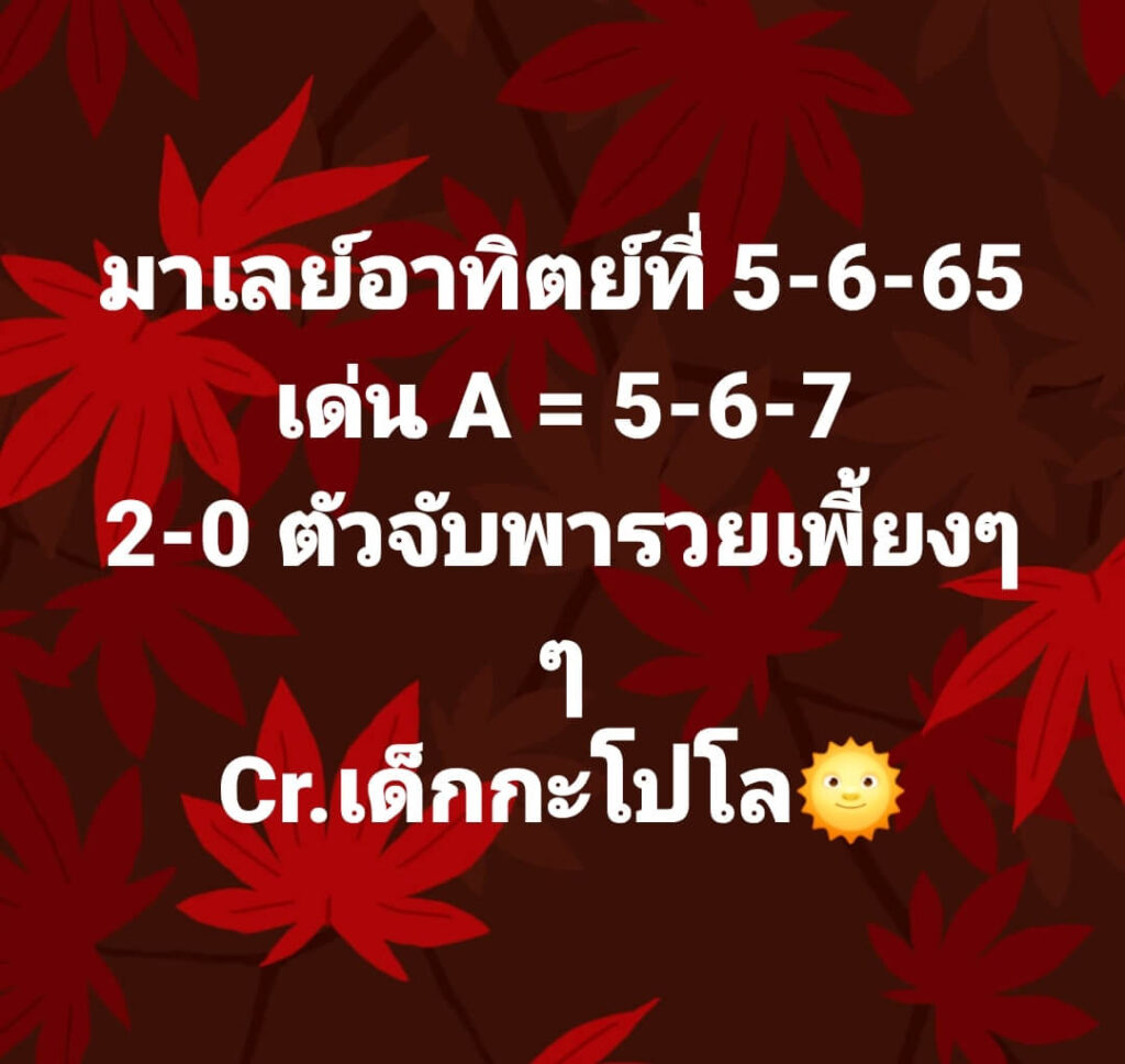 แนวทางหวยมาเลย์ 5/6/65 ชุดที่ 15