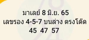 แนวทางหวยมาเลย์ 8/6/65 ชุดที่ 11